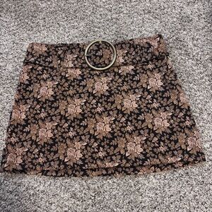 Vintage Hourglass Floral Print Mini Skirt L Belted Y2K 90s Made USA
